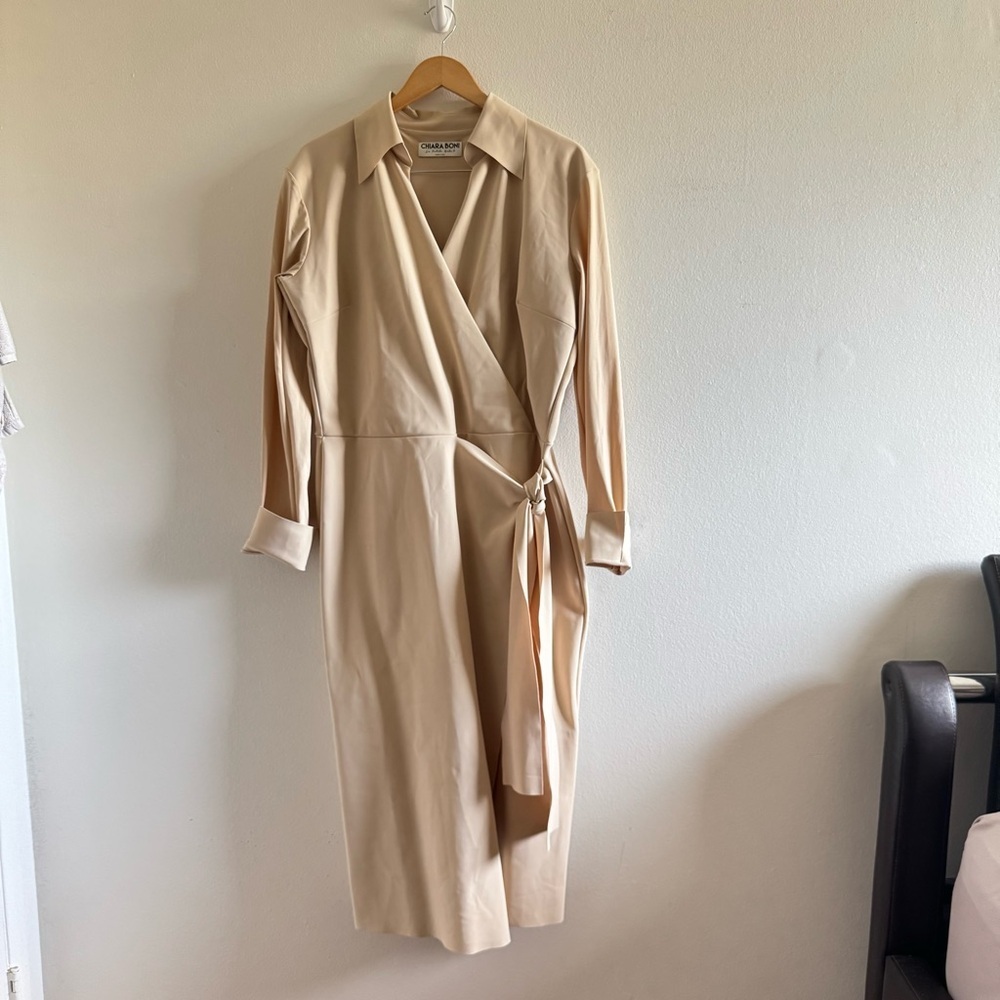 Chiara Boni La Petite Robe Kamala Matt Jersey Faux Wrap Midi Dress size 54 - Picture 6 of 15